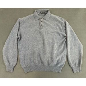 Northern Isles 100% Cashmere Sweater Mens Size L 2-Ply Cashmere Polo Pullover